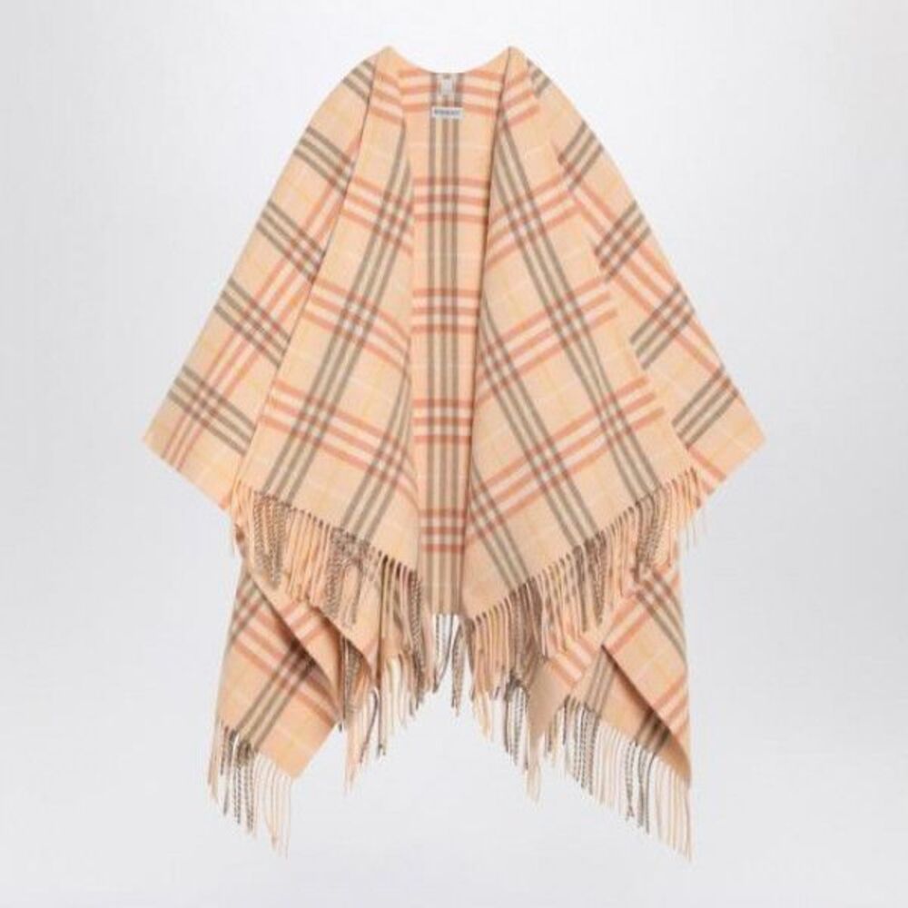 Check Wool Cashmere Cape